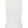 white sleeveless athletic compression top with side zipper