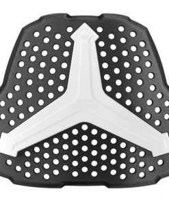 Black and gray Bropro chest armor with perforated design