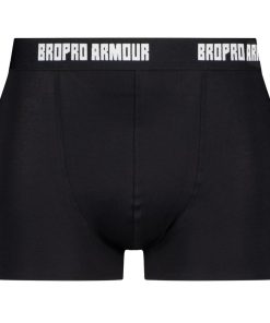 Black protection pants with "BROPRO ARMOUR" printed on the waistband