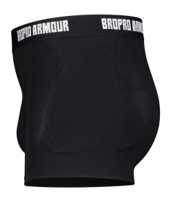 Black protection pants with "BROPRO ARMOUR" printed on the waistband