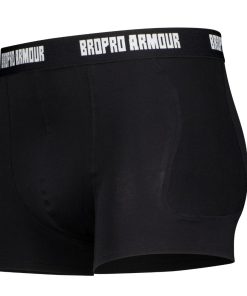 Black protection pants with "BROPRO ARMOUR" printed on the waistband
