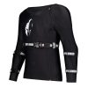 front view of a black long sleeved full body armour jersey with brand logos