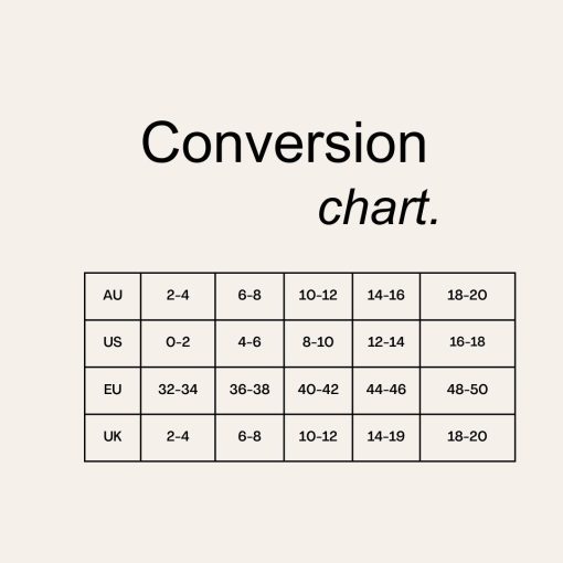 clothing size conversion chart for au us eu and uk sizes
