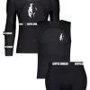 assortment of bropro armour sports protective gear including a long sleeve mesh jersey tank top and shorts