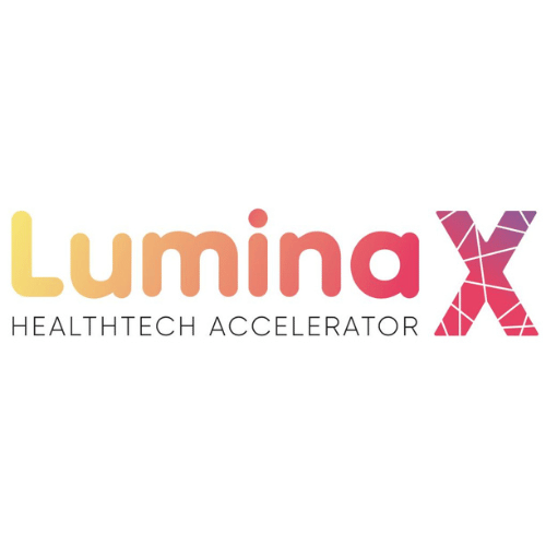 luminax healthtech accelerator logo with colorful typography