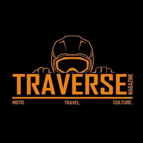 tr averse magazine logo featuring a motorcycle helmet and themes of moto travel and culture