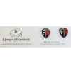 stomping elephants logo next to a pair of earrings with the fempro armour logo
