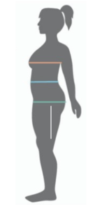 female side view image, showing how to be measured