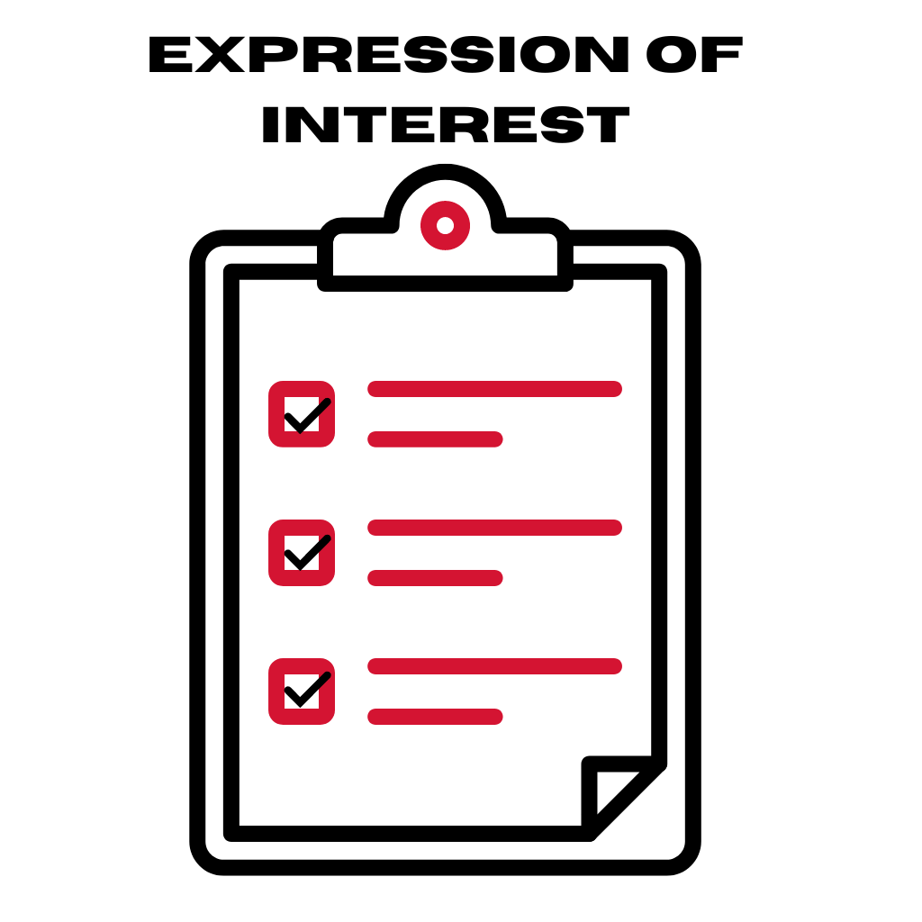 illustration of a clipboard with expression of interest written at the top featuring a list with three checked boxes