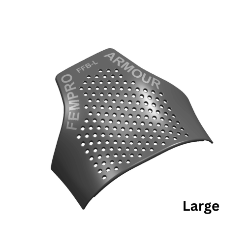 Large black back protection pad with perforated design, back view
