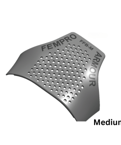 Medium black back protection pad with perforated design, back view