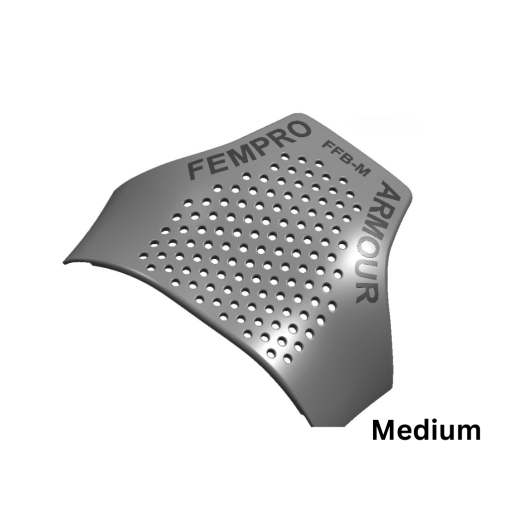 Medium black back protection pad with perforated design, back view