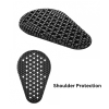Black shoulder protection pad with honeycomb pattern and multiple circular holes