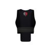 Female designed black sports vest for curved chests with distinctive 'F/A' logo in red and white.